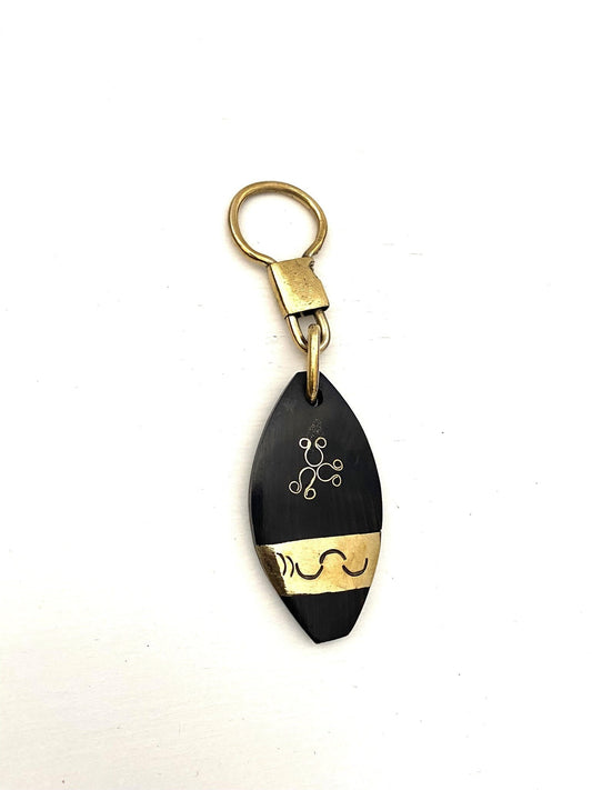 Handcrafted Afro key ring - ebony wood and brass - Diamond shape